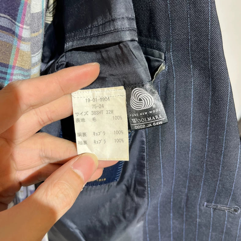 Classic Pinstripe Wool Blazer Jacket