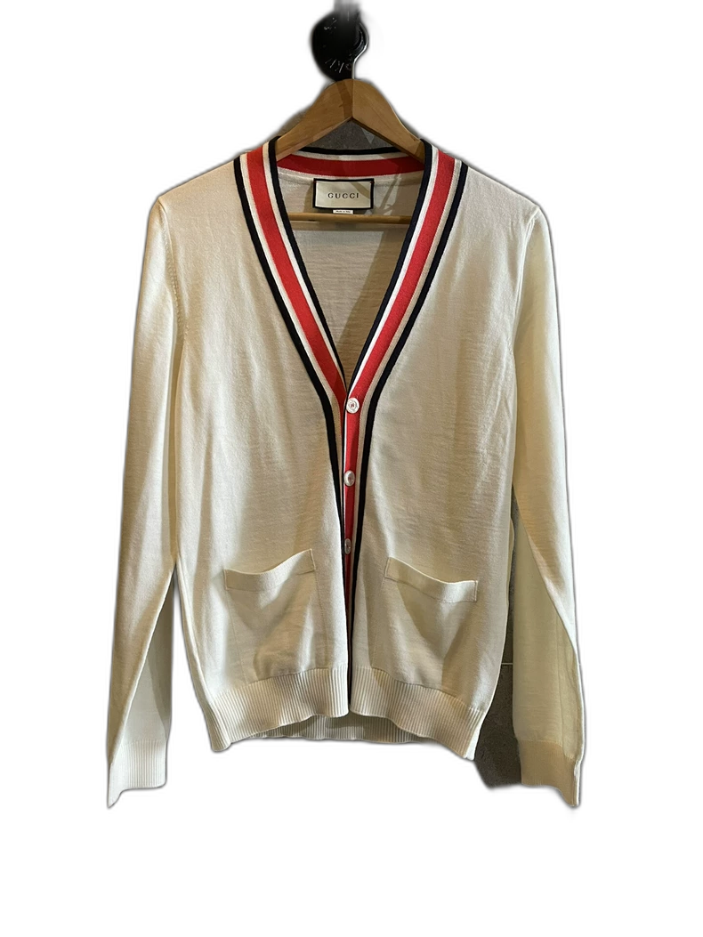 Gucci Wool Cardigan with Red Trim