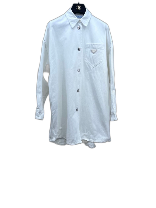 Prada White Denim Button-Up Shirt Jacket