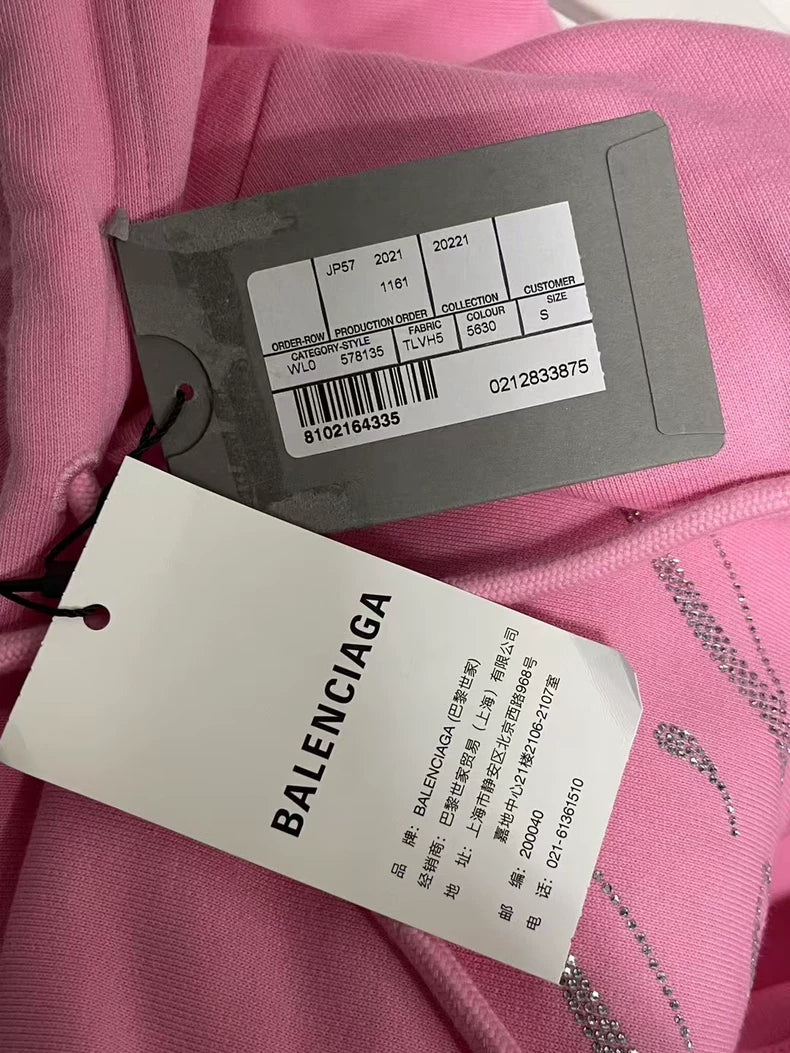 Pink Rhinestone Hoodie from Balenciaga