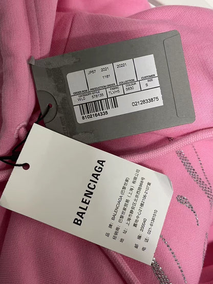 Pink Rhinestone Hoodie from Balenciaga