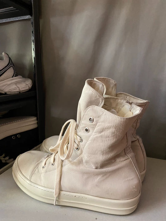 Rick Owens Milk Canvas High-Top Sneakers-yf