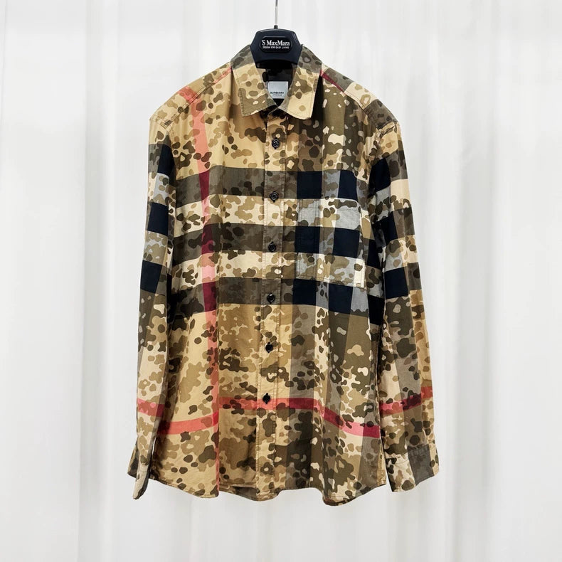 Burberry Camouflage Plaid Long Sleeve Shirt-yf