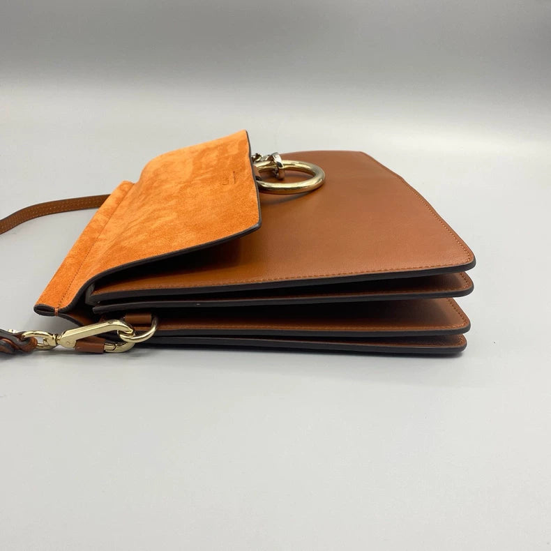 Chloe Suede and Leather Round Ring Bag