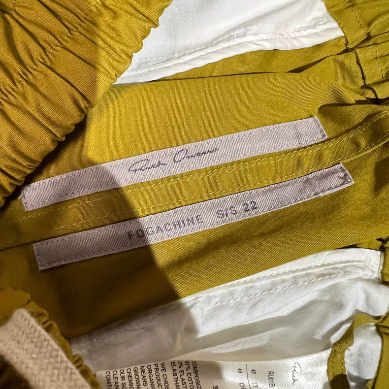 Rick Owens Yellow Loose Shorts