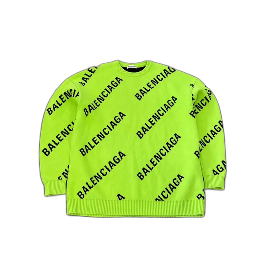 Balenciaga Fluorescent Green Wool Knit Sweater