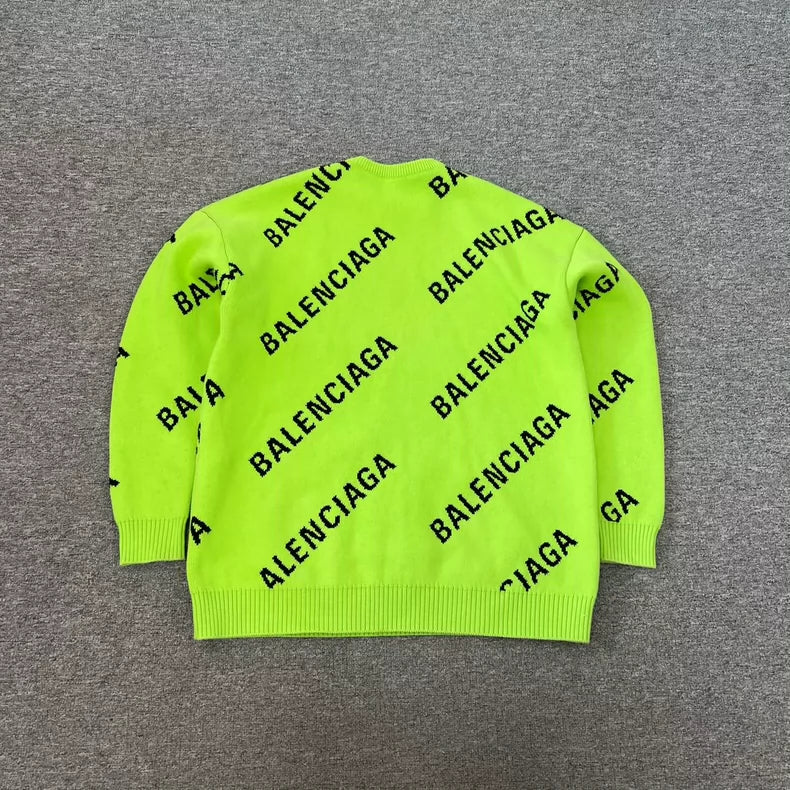 Balenciaga Fluorescent Green Wool Knit Sweater