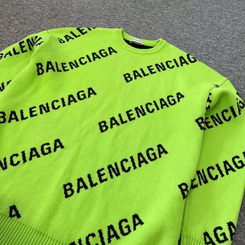 Balenciaga Fluorescent Green Wool Knit Sweater