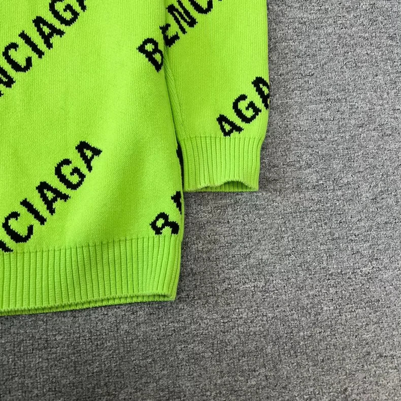 Balenciaga Fluorescent Green Wool Knit Sweater