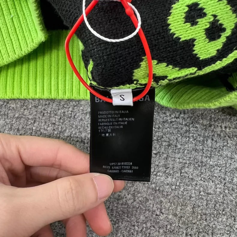Balenciaga Fluorescent Green Wool Knit Sweater