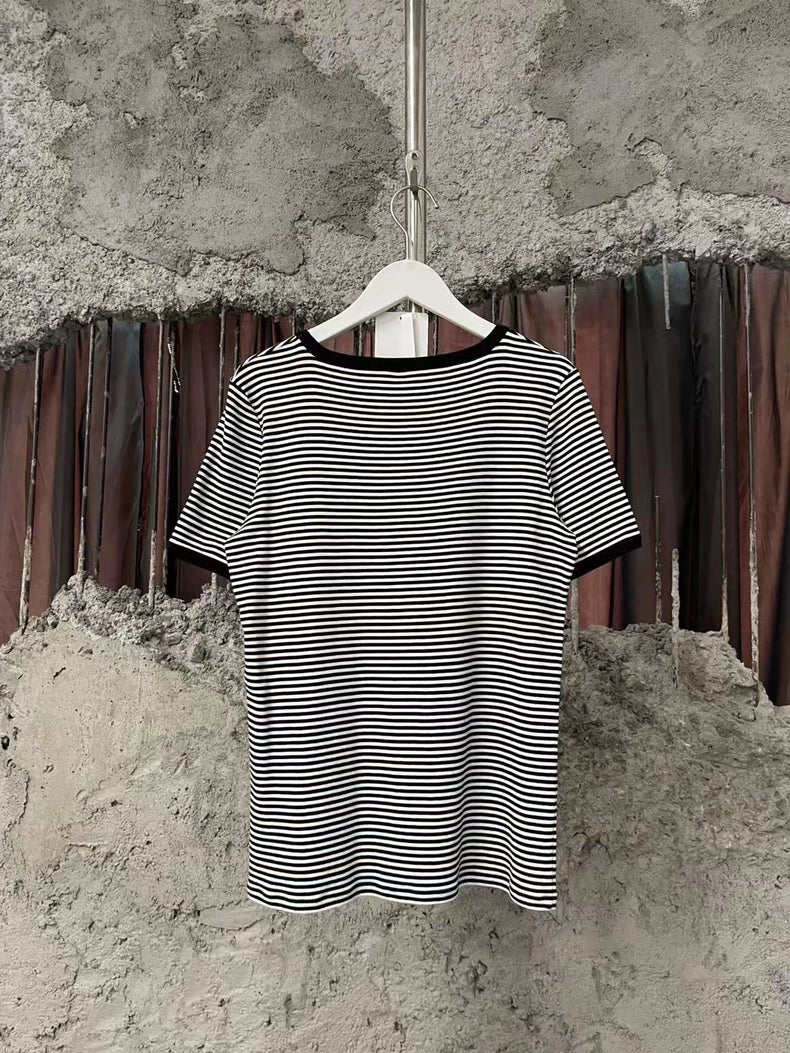 Celine Striped Anchor Short Sleeve Shirt