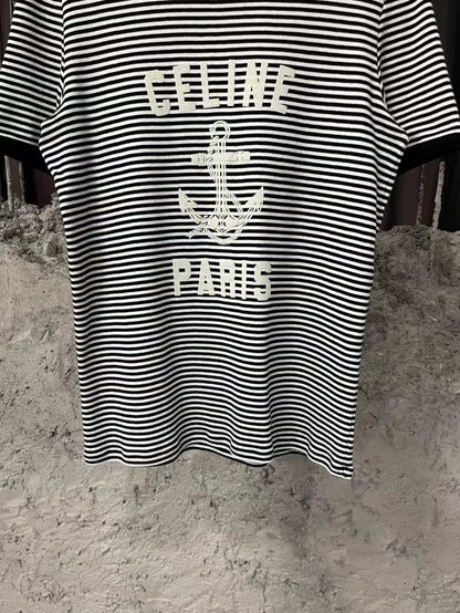 Celine Striped Anchor Short Sleeve Shirt