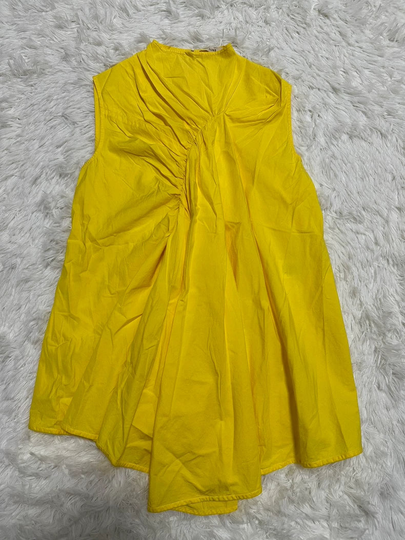 Celine Yellow Sleeveless Blouse Top-yf