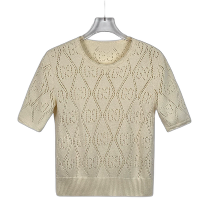 Gucci Beige Short Sleeve Knitted Top
