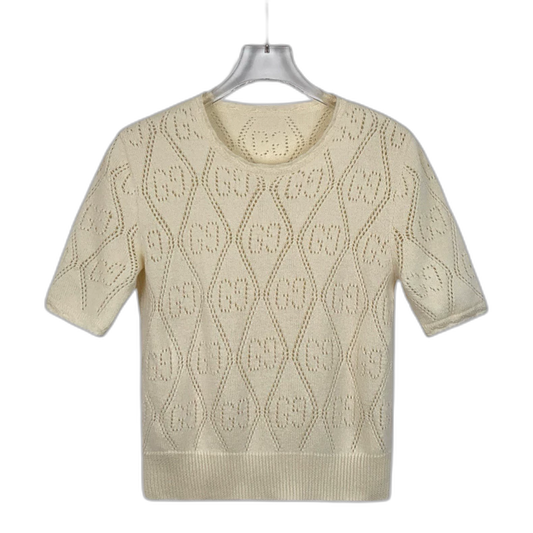 Gucci Beige Short Sleeve Knitted Top