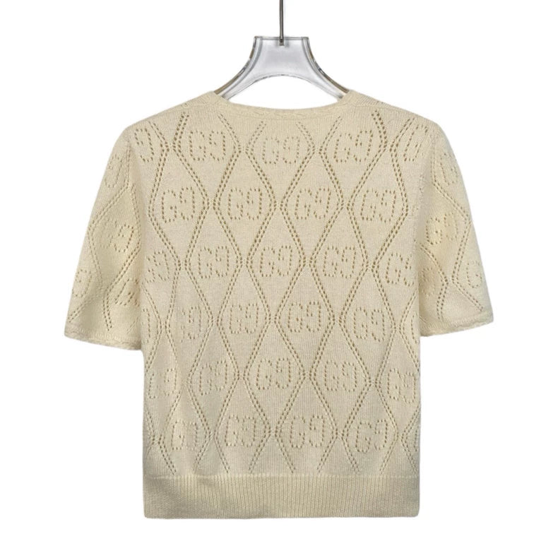 Gucci Beige Short Sleeve Knitted Top