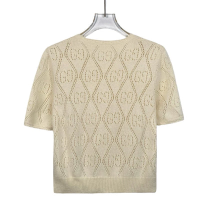 Gucci Beige Short Sleeve Knitted Top