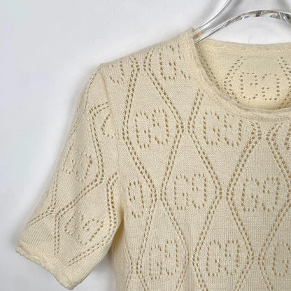 Gucci Beige Short Sleeve Knitted Top