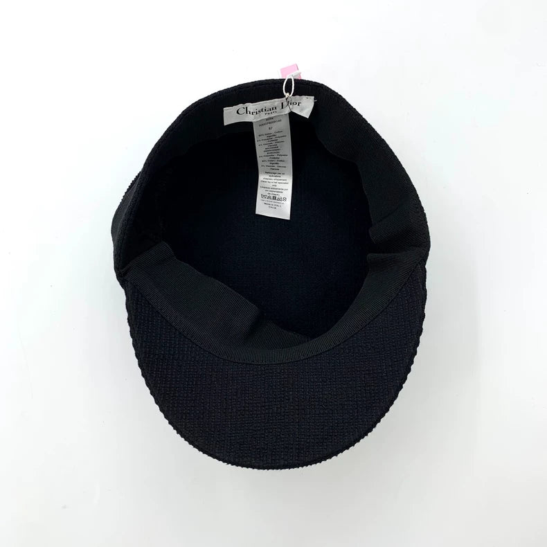 Christian Dior Black Knitted Newsboy Hat