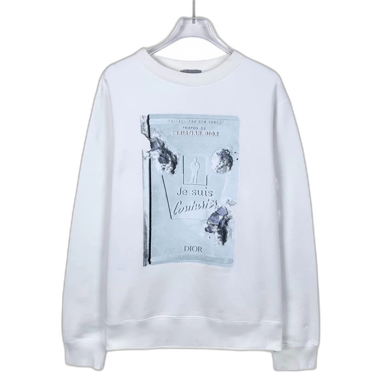 Dior White Printed Long Sleeve Sweatshirt