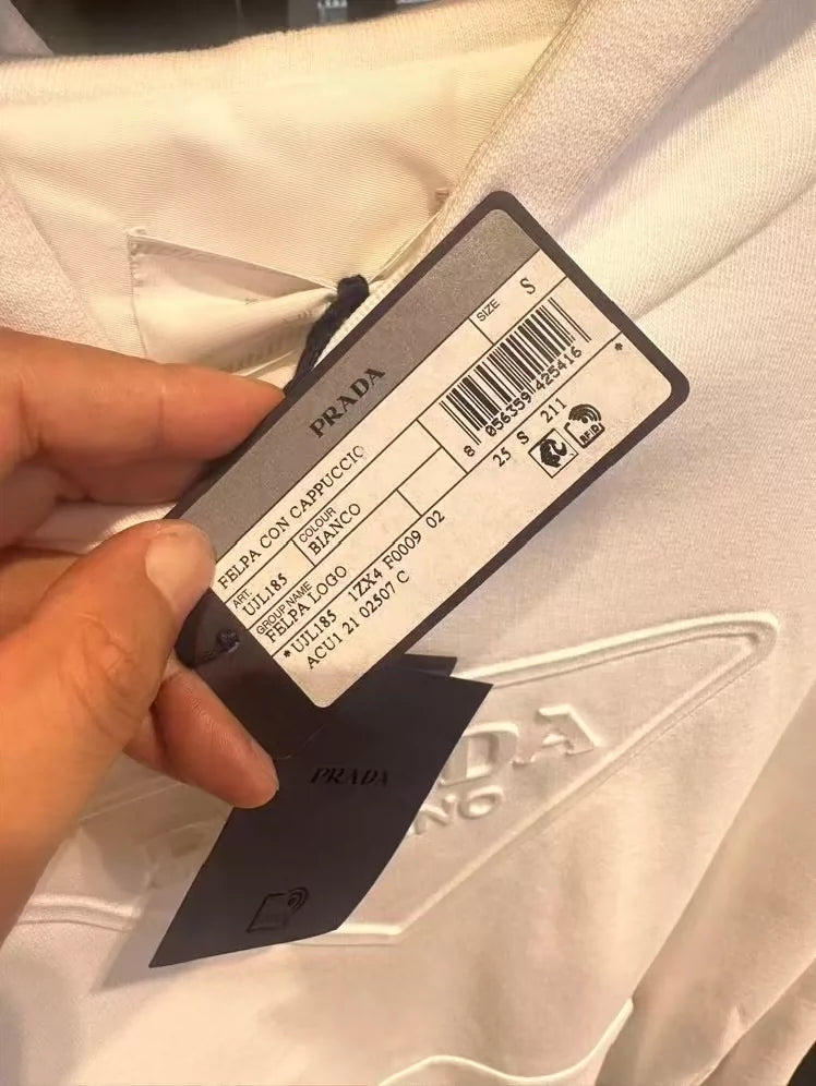 White PRADA Hoodie Sweatshirt for Men-zp