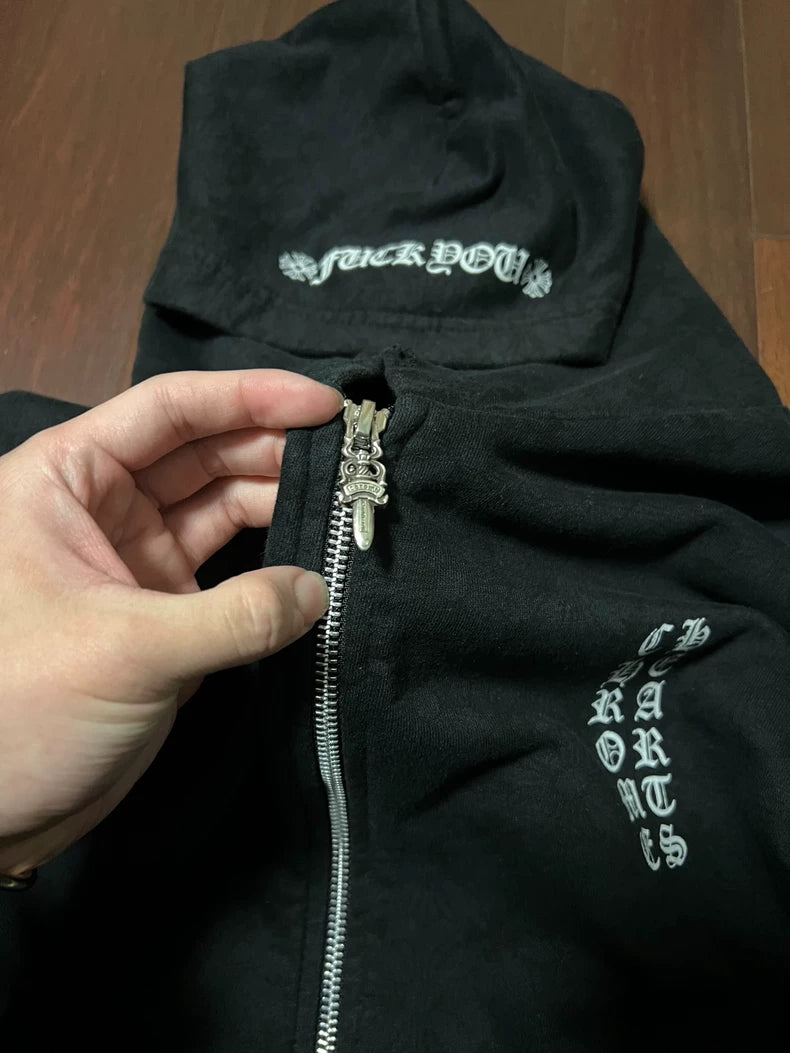 Chrome Hearts Zip-Up Hoodie with Logo