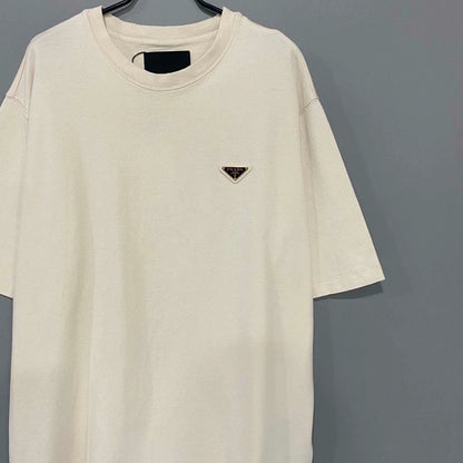 Prada Gold Triangle Logo Short Sleeve T-shirt
