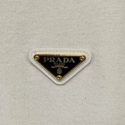 Prada Gold Triangle Logo Short Sleeve T-shirt