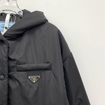 Prada Black Hooded Down Jacket 22款