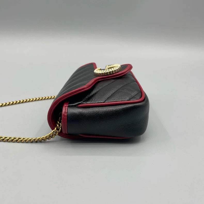 Gucci Marmont Black and Red Mini Bag