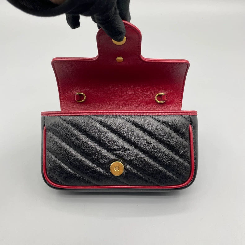 Gucci Marmont Black and Red Mini Bag
