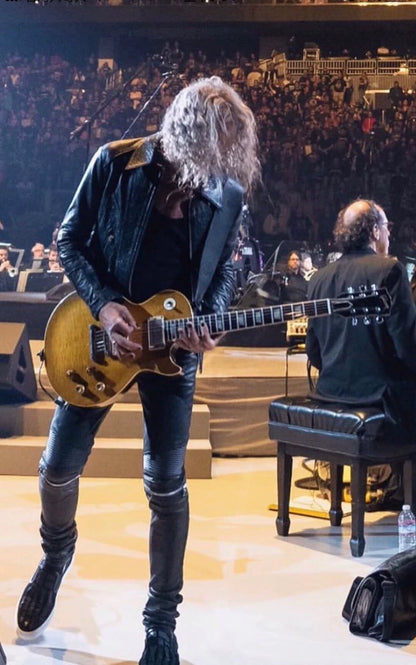 Classic Black Leather Distressed Jeans