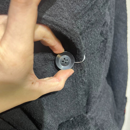 Vintage Long Black Wool Belted Coat