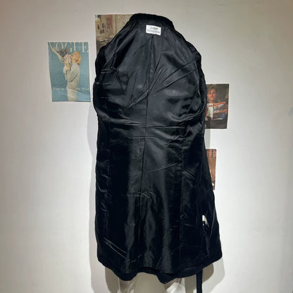 Vintage Long Black Wool Belted Coat