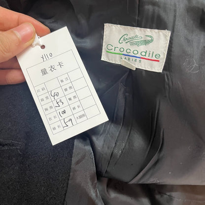 Vintage Long Black Wool Belted Coat