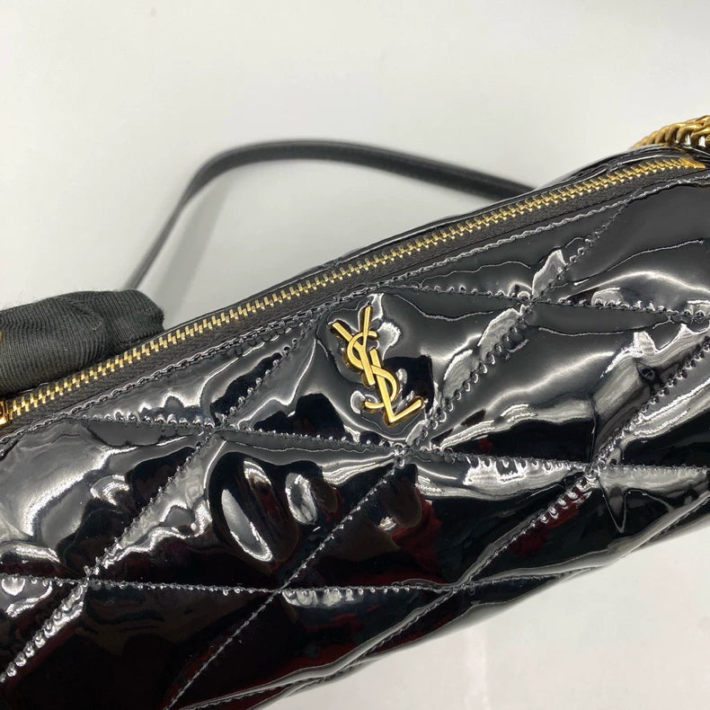 YSL Sade Black Patent Leather Shoulder Bag