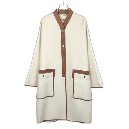 Hermes White Cashmere Coat with Buttons
