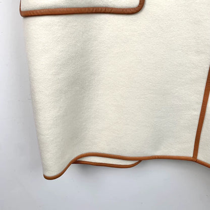 Hermes White Cashmere Coat with Buttons