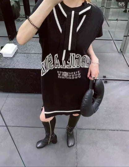 Maison Margiela Black Knit Vest Dress-yf