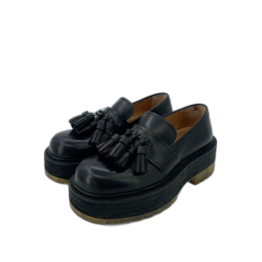 Black Leather Loafers with Tassels