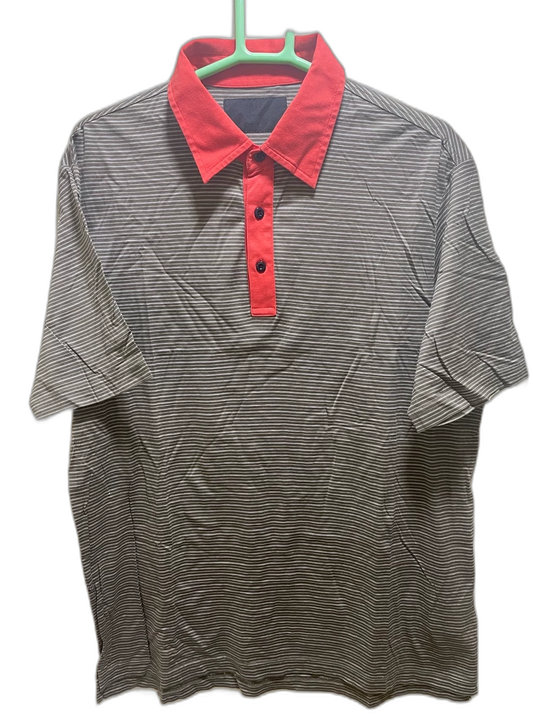 Prada Men's Polo Shirt with Orange Collar