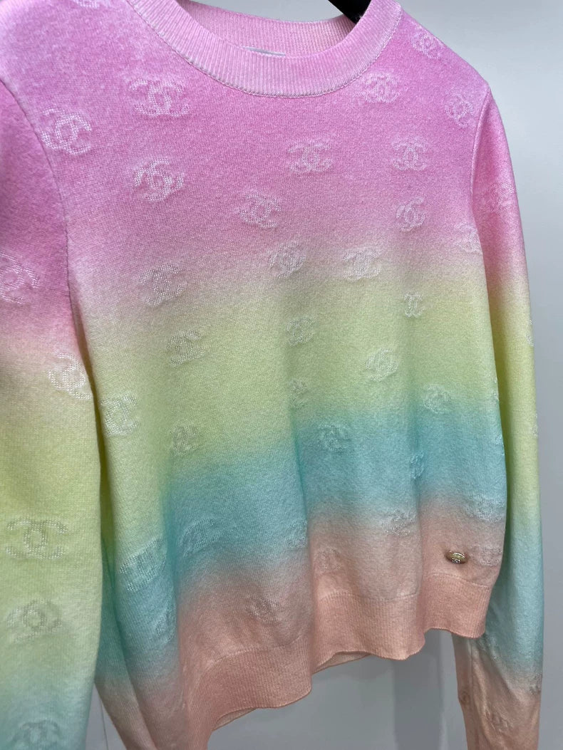 Colorful Gradient Knitted Sweater