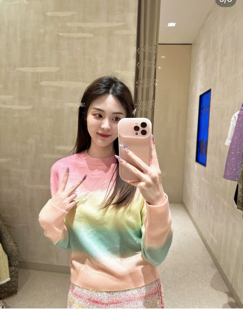 Colorful Gradient Knitted Sweater
