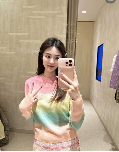 Colorful Gradient Knitted Sweater