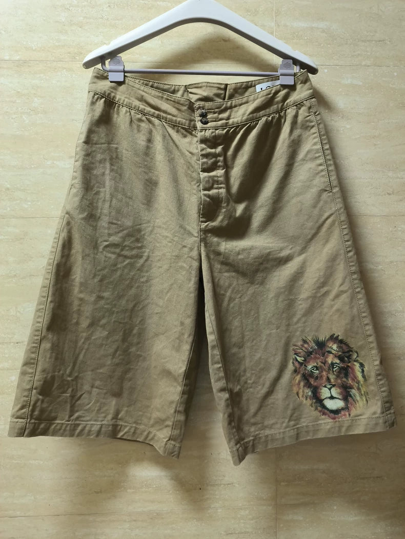 LOEWE Hand-painted Lion Print Shorts-yf