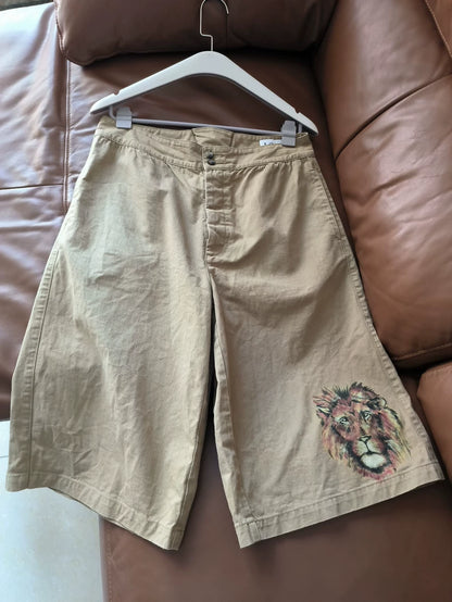 LOEWE Hand-painted Lion Print Shorts-yf