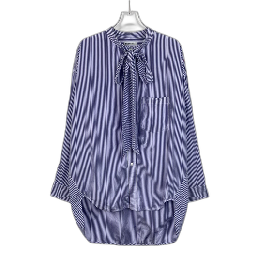 Balenciaga Blue Striped Cotton Long Sleeve Shirt