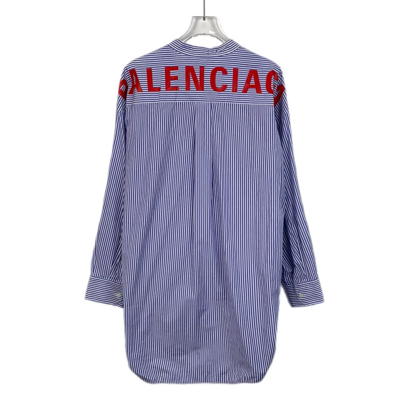 Balenciaga Blue Striped Cotton Long Sleeve Shirt