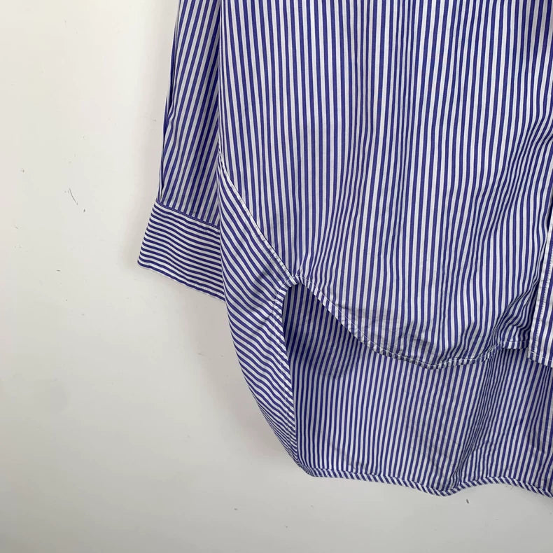Balenciaga Blue Striped Cotton Long Sleeve Shirt