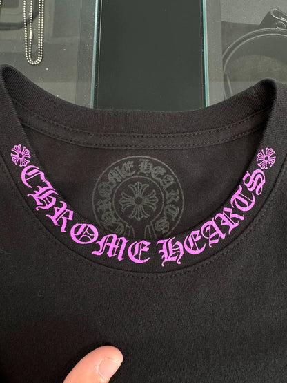 Chrome Hearts Black Purple Collar Short Sleeve-yf
